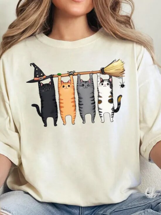 Tops - Halloween Cat Shirt, Cat Lover Gift, Funny Cat Halloween Tee